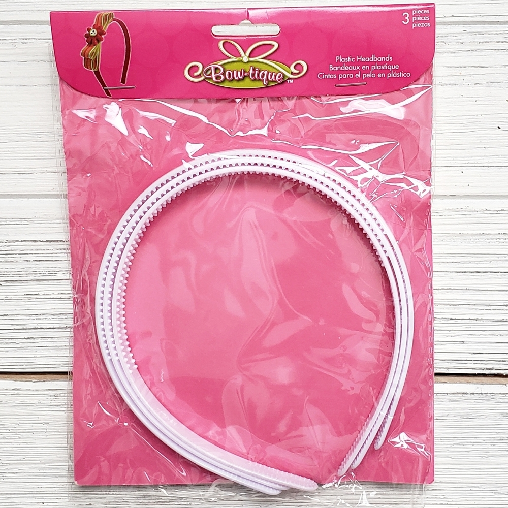 Package of 3 White Plastic Headbands
